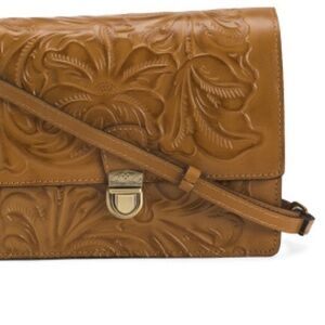 Patricia Nash Locri Tooled Leather Crossbody Bag Florence Brown P89407 New $169